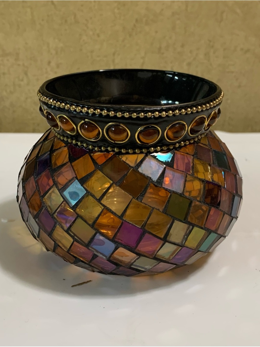 PARTYLITE Global Fusion mosaic glass Votive Candle Holder P8367 NEW in Box